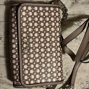 Kate Spade Geometric Crossbody in Brown and Cream
